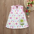 thumbnail image 2 of Fesfesfes Toddler Girls Vest Cute Baby Flower Printed Kids Dress Children Dot Striped Tees Dress T-Shirt Vest Under $10, 2 of 7