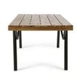 thumbnail image 3 of Benjara Patio Coffee Table- Slatted Top- Brown Iron- 50" Teak Brown Acacia, 3 of 5