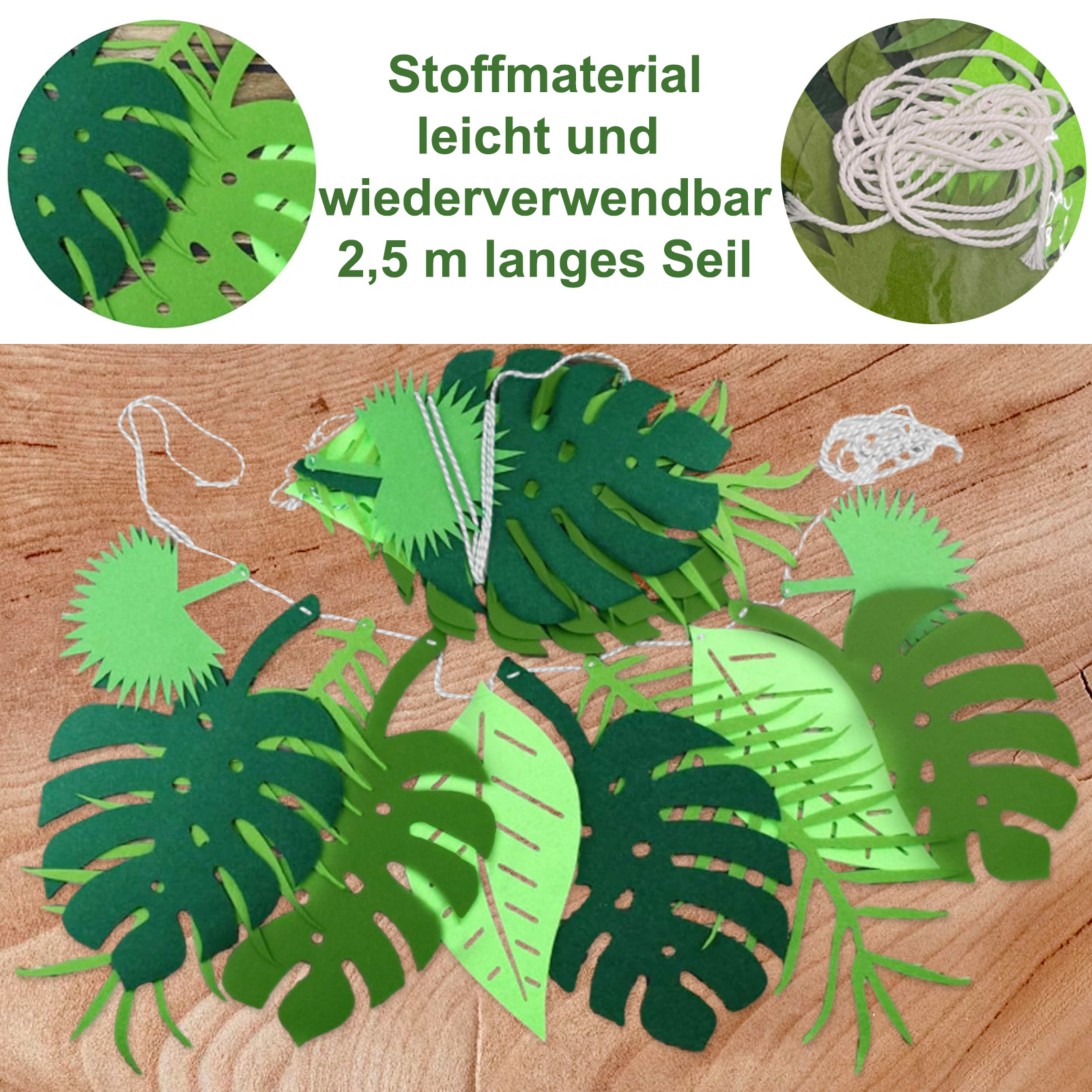 Déco De Fête Jungle - Guirlande De Feuilles De Palmier Pour Soirée Hawaïenne, Anniversaire Ou Mariage (lot De 2)