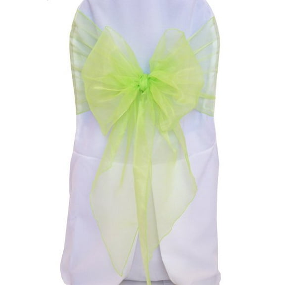 Wedding Linens Inc. (10pcs) 12" x 116" Organza Sheer Chair Sashes Chair Sash Bow ties with Angle end style for Wedding Party Catering Banquet Decoration Events - Apple Green