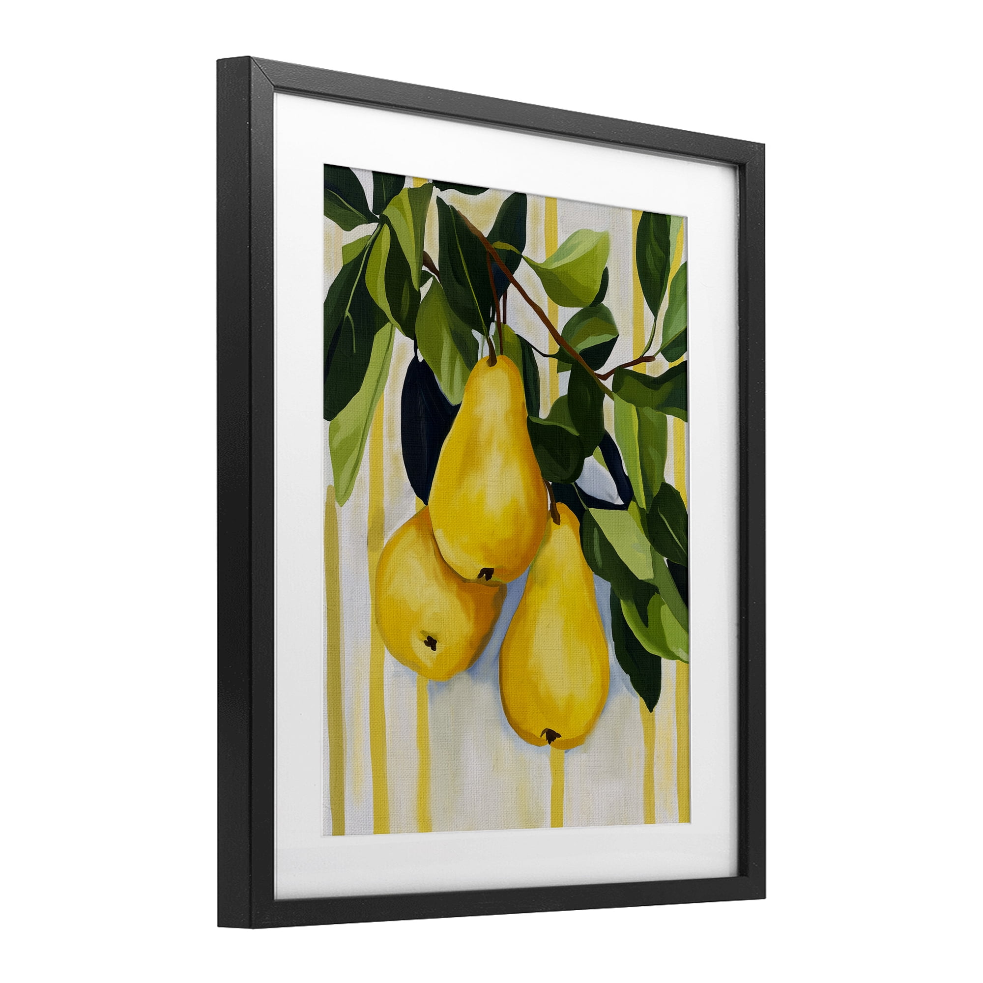 Stupell Industries Pears on Lush Branch Black Framed Print Under Glass, design by Yen