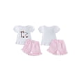 thumbnail image 2 of Cenuakty Baby Girl 6M 12M 18M 24M 2T 3T 4T Summer Outfits Short Sleeve Lineworker Embroidery Tops and Shorts Set Toddler Clothes, 2 of 9