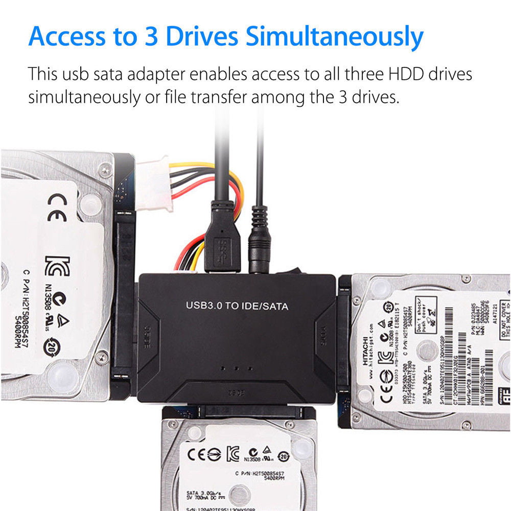 USB 3.0 to IDE & SATA External Hard Drive Adapter Kit 2.5"/3.5" Cable - Walmart.com