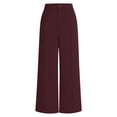 thumbnail image 4 of acuever Suit Trousers Women's High Waist Trousers Wide Leg Fabric Elegant Straight Leg Business Outfit Chic Pleated Trousers Long Summer Women's Casual Pants Wine Hidden Waistband Pocket（3Xl）, 4 of 7