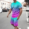 thumbnail image 2 of CHUMUD Men's 2 Piece Sets Colorful Short Sleeve Crew Neck T Shirts and Drawstring Shorts Set Texture Summer Gym Hiking Vacation Outfits (Avail for Big and Tall), 2 of 5