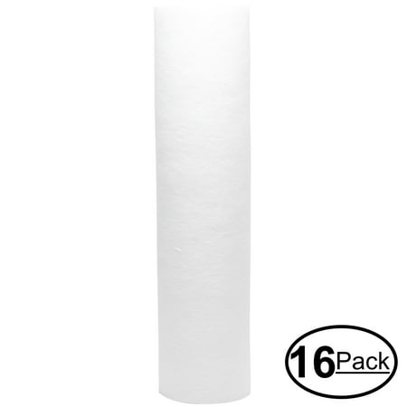 

16-Pack Replacement for EcoPure EPW2000 Polypropylene Sediment Filter - Universal 10-inch 5-Micron Cartridge for EcoPure Whole Home Water Filtration System - Denali Pure Brand