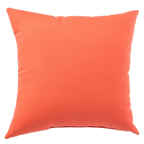20" Coral Red Solid Outdoor Patio Square Throw Pillow