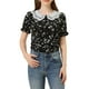 thumbnail image 1 of BLUSA FLORAL DE MANGA CORTA CON VOLANTES Y COLLAR PETER PAN PARA MUJERES CHIC EN NEGRO, 1 of 7
