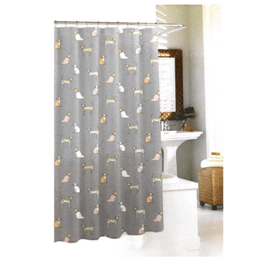 Dogwood Street Assorted Cats at Play with Gray Background Shower Curtain | 72 X 72 in | 100% Cotton