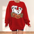 thumbnail image 2 of HKEJIAOI Halloween Hoodies for Femmes Manches Longues Col Rond Imprimé Graphique Moderne Halloween Célébration Esthétique Rouge-1, 2 of 4
