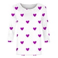 thumbnail image 4 of Luxalzxs Womens Tops 3/4 Sleeve Shirts Round Neck Loose Casual Blouses Plus Size Summer Valentines Heart Graphic Print Tshirts, 4 of 5
