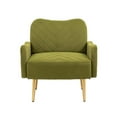 thumbnail image 2 of Velvet Accent Chair, Modern Upholstered Single Sofa Chair with Metal Feet, Comfy Armchair with Tufted Back, Leisure Chair Club Chair for Living Room Bedroom, Olive, 2 of 7