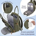 thumbnail image 5 of RUVALINO Baby Diaper Bag Backpack, Waterptoof Large Multifunctional Travel Bag with Extra Durable Fabric and Foldable Changing Pad include, Army Green, 5 of 9