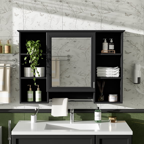 Euroco 3-in-1 Bathroom Mirror Cabinet, 42 inch Wall Mounted Medicine Cabinet with Adjustable Shelf & Soft Close Door, High-Define Mirror with Storage for Bathroom Vanity