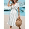 thumbnail image 6 of CUPSHE Women's Plunging V Neck Beach Dress Boho Half Dolman Sleeve Empired Waist Side Split Maxi Summer Dresses, 6 of 6