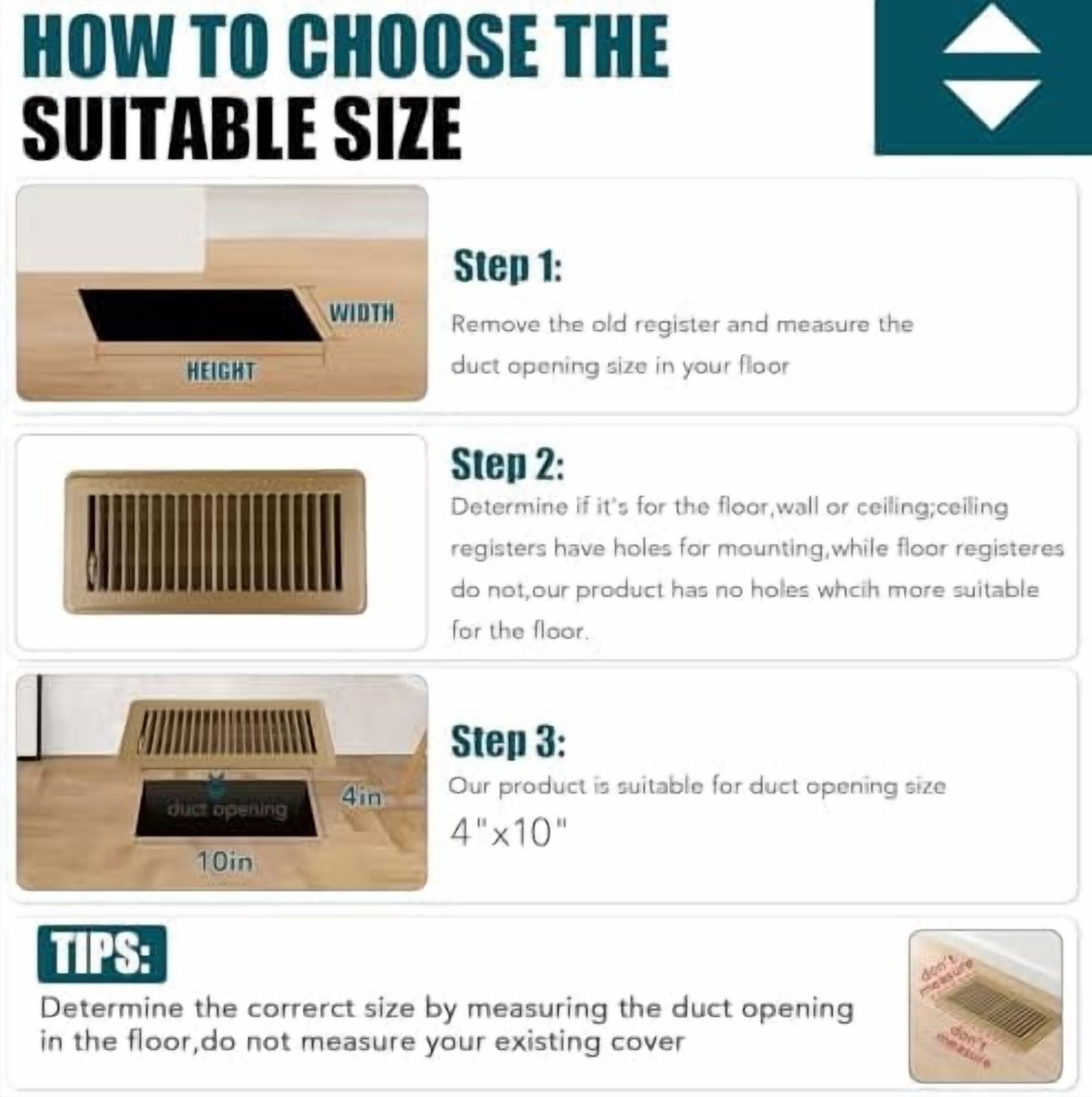 Floor Register 4x10, 6 Pack Brown Floor Vent Covers, Heavy Duty Steel Walkable Floor Vents,Vent Covers for Home Floor