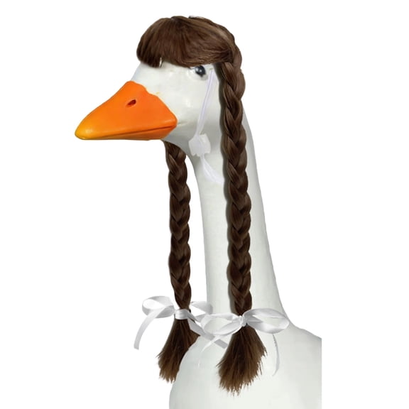 Porch Goose Wig for 23 Inch Goose Statue, Funny Goose Hairpiece Decoration, Removable Goose Accessories with Elastic Fit, Outdoor Garden Yard Patio Lawn Goose Decor
