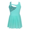 thumbnail image 2 of CHICTRY Girls Asymmetrical Sparkly Sequins Skating Leotard Dress,Sizes 6-14, 2 of 7