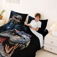 thumbnail image 3 of Metsweet Dino T-Rex King Sheets 4pcs, Wildlife Dinosaur Bedding, Gray Black Red,1 Fitted Sheet, 1 Flat Sheet and 2 Pillowcases, 3 of 5