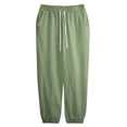 thumbnail image 5 of Men's Cotton Linen Jogger Pants Elastic Drawstring Waist Cuffed Ankle Relaxed Fit Lightweight Breathable Beach Lounge Sweatpants Green XL, 5 of 5