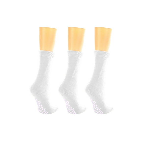 Nobles Assorted Anti Skid/ No Slip Hospital Gripper Socks, Great for adults, men, women. Designed for medical hospital patients but great for everyone (3 Pairs White)