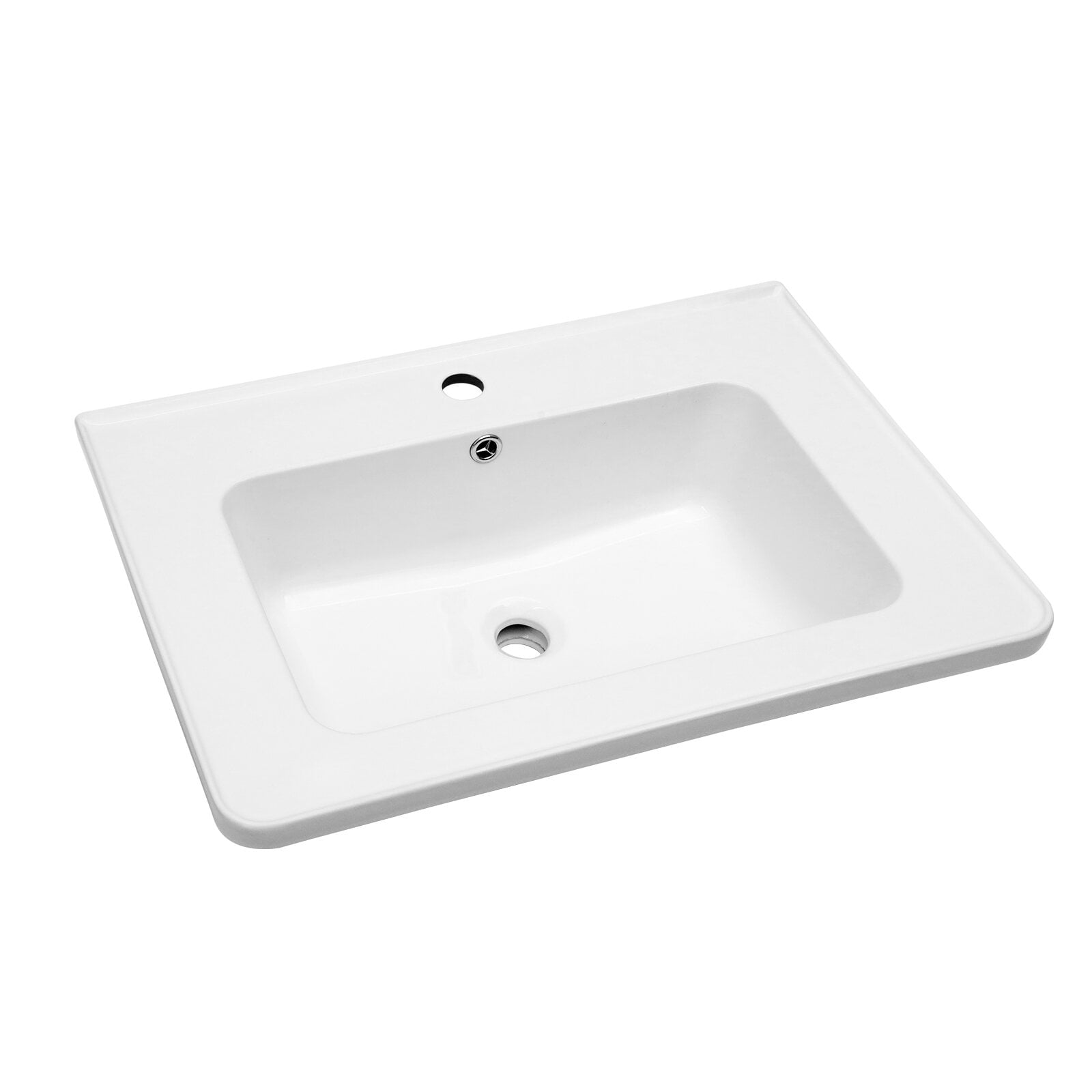Modern Bathroom Vanity 28" x 19" White Rectangular Single Vanity Top with 1 Faucet Hole and Overflow(Sink Only),Wooden Bathroom Vanity