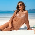 thumbnail image 6 of Sociala Lady Hollow Out Long Sleeve Coverup One Piece Crochet Swim Cover Up, 6 of 6