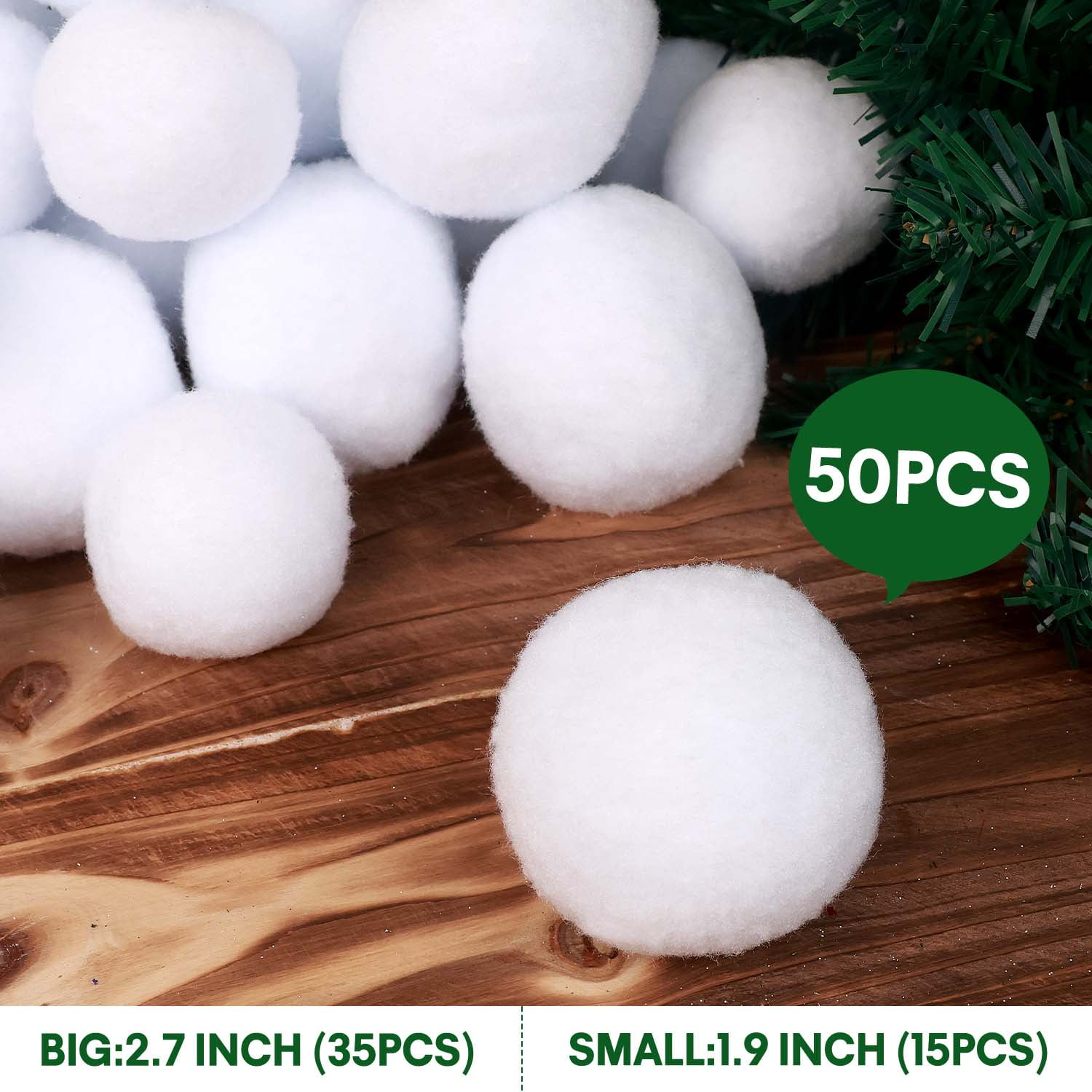 Ayieyill 50Pcs Fake Snowballs for Kids I Indoor Snowball Fight Set I  Artificial Snowballs for Kids Indoor & Outdoor I Realistic White Plush  Snowballs I Christmas Snow Decorations 