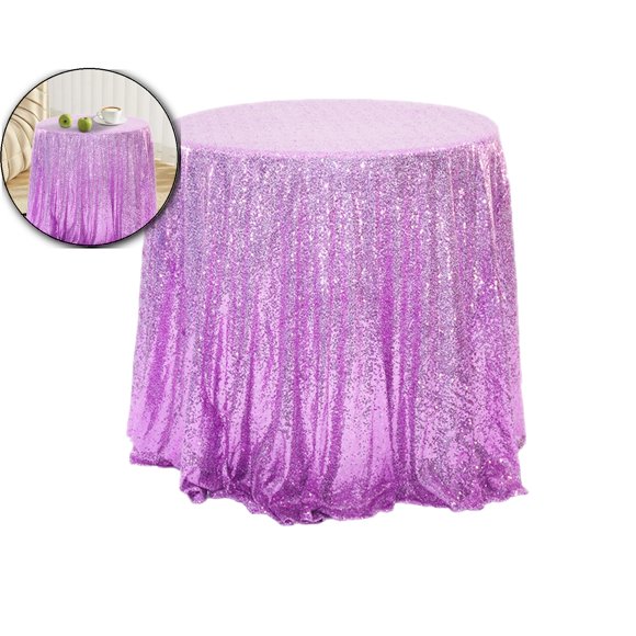 Dvruxg Round Sequin Tablecloth Glitter Table Cloths for Birthday Wedding Bridal Shower Party Decorations(Purple)