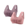 thumbnail image 1 of WZXFASHION Of 2 Comfortable Bra For Seniors 2023 New Comfortable Front Closure Bra Cotton Bras For Older Women Bra Green M, 1 of 3