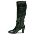 thumbnail image 3 of FSJ Women Classic Buckled Strap Knee High Boots Chunky High Heels Square Closed Toe Side Zipper Boots Comfort Casual Wear Shoes Size 9.5 Green, 3 of 5