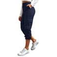 thumbnail image 2 of YanHoo Capris for Women Elastic Waist Loose Capri Joggers Casual Workout Cargo Trousers with Pockets, 2 of 8