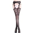 thumbnail image 2 of YUTK Black Sheer Tights for Women - Women Sexy Lace Leggings Pants Fishnet Netting Stockings Net Sexy Lingerie Transparent Hollow Out Hanging Stockings - Black Free Size, 2 of 5