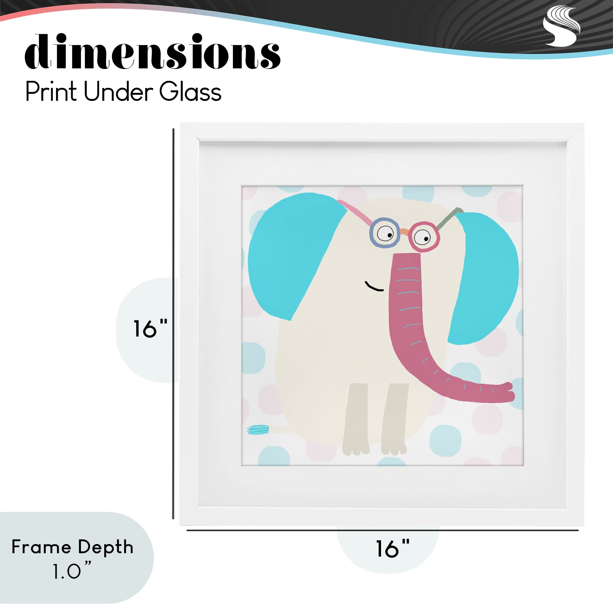 Stupell Industries Electric Blue Elephant White Framed Print Under Glass, design by Carla Daly