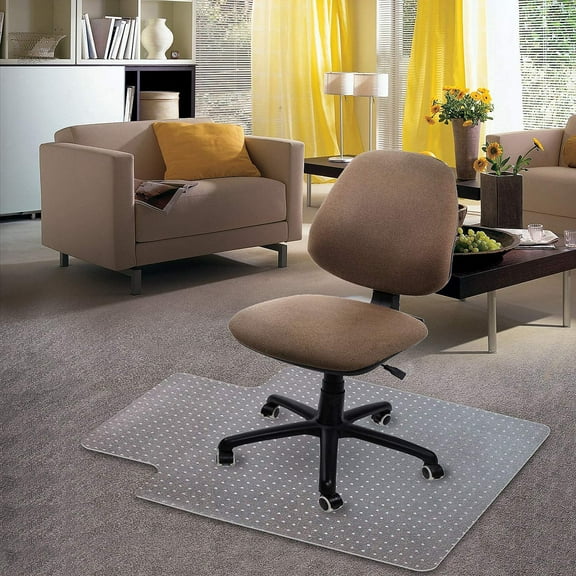 Carpet Chair Mat, 48" x 30" PVC Home Office Desk Chair Mat for Floor Protection, Clear, Studded, BPA Free Matte Anti-Slip