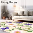 thumbnail image 2 of ODIKA 3'x5' Machine Washable Non-Slip Area Rug, Charming Bouquet with Fluttering Highlights High Traffic Rug, Beige, 641213, 2 of 7