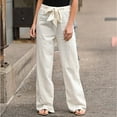 thumbnail image 4 of Tiqkatyck Baggy Pants White Linen Pants for Women Tightness Trousers Pocket Casual Plus Size Pants Trousers for Women Beige, 4 of 6