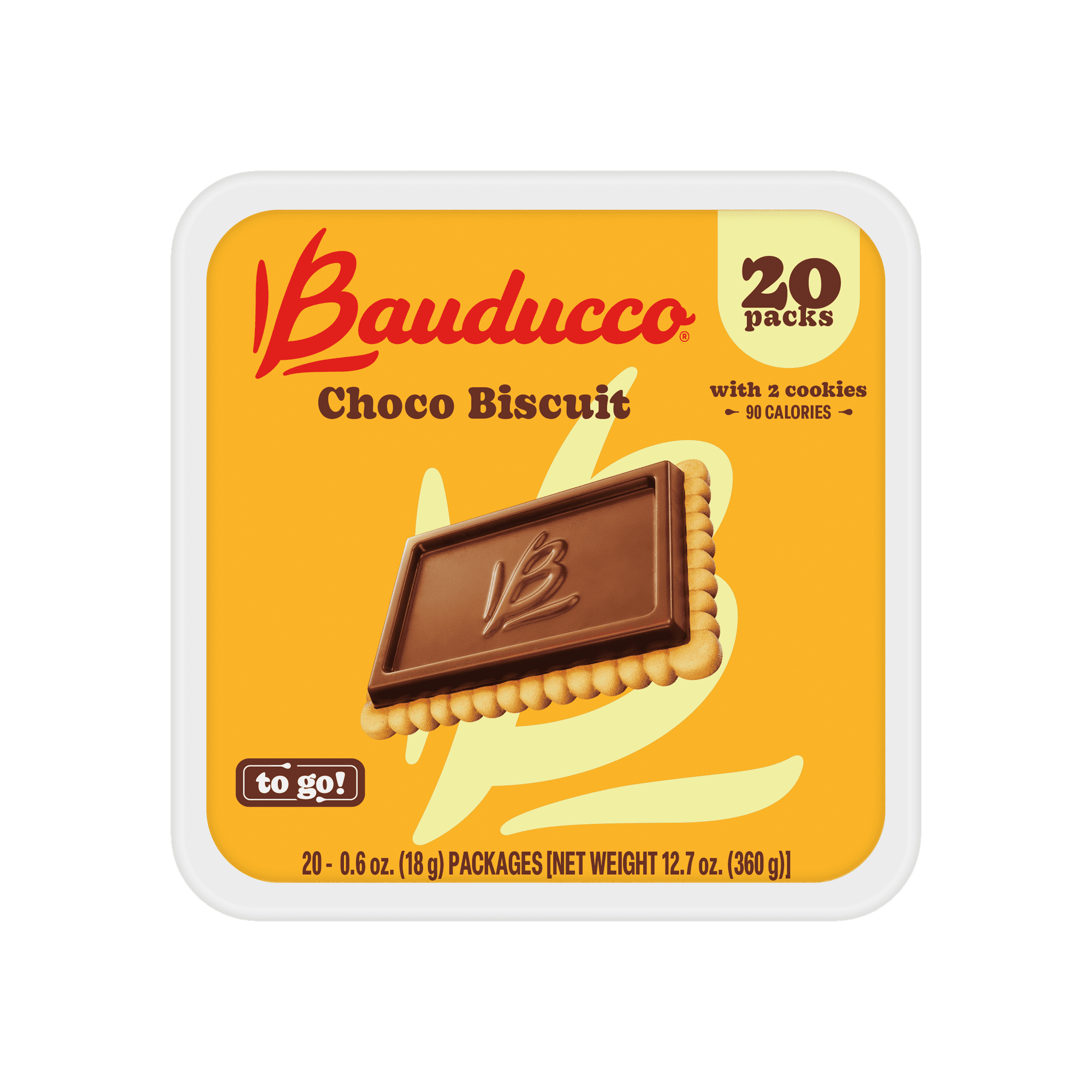 Bauducco Choco Biscuit Cookies , Tub 20 Pack, 2 Cookies per Pack, Individually wrapped, 12.7 oz