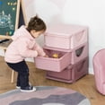 thumbnail image 3 of 3 Tier Kids Storage Cases with 3 Drawers, Storage Cabinet with Round Edge for Boys, Girls, Toddlers, Pink, 3 of 7
