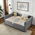 thumbnail image 4 of Upholstered Full Size Daybed with 2 Drawers, Solid Wooden Sofa Bed Frame w/Button Tufted and Copper Nail on Square Arms, Space-Saving Design, 4 of 8