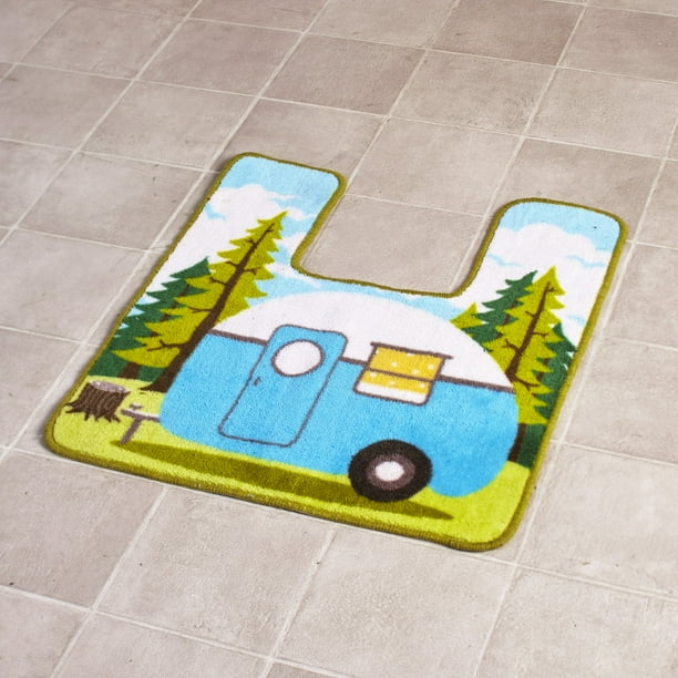 Retro Camper Bathroom Contour Rug with Nonskid Latex Backing Walmart