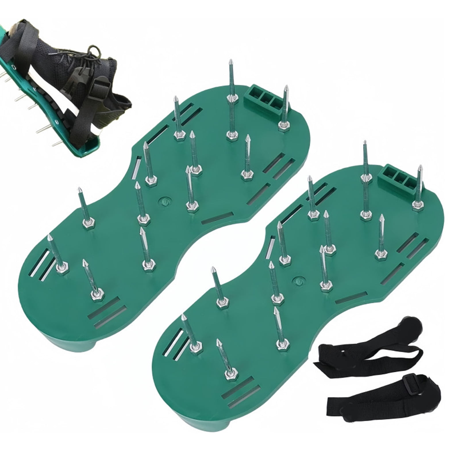 OIUR Lawn Aerator Shoes with Straps Adjustable Design Pre-Assembled Heavy Duty Spiked Sandals Aerator Lawn Tools