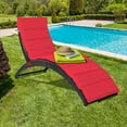 thumbnail image 2 of Costway 2PCS Folding Patio Rattan Lounge Chair Chaise Cushioned Portable Garden Lawn Red, 2 of 11