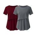 thumbnail image 2 of Fanxing Women 2PCS Breastfeeding Tee Shirts Layer Maternity Nursing Tops Short Sleeve Tunics Summer Feeding Blouse S,M,L,XL,XXL, 2 of 9