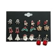 thumbnail image 1 of Juego de 9 pares de pendientes navideños para mujer, bonitos regalos festivos de joyería, 1 of 3