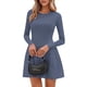 thumbnail image 2 of Vestido PRETTYGARDEN XX-L Mini Plisado de Manga Larga Azul, 2 of 8