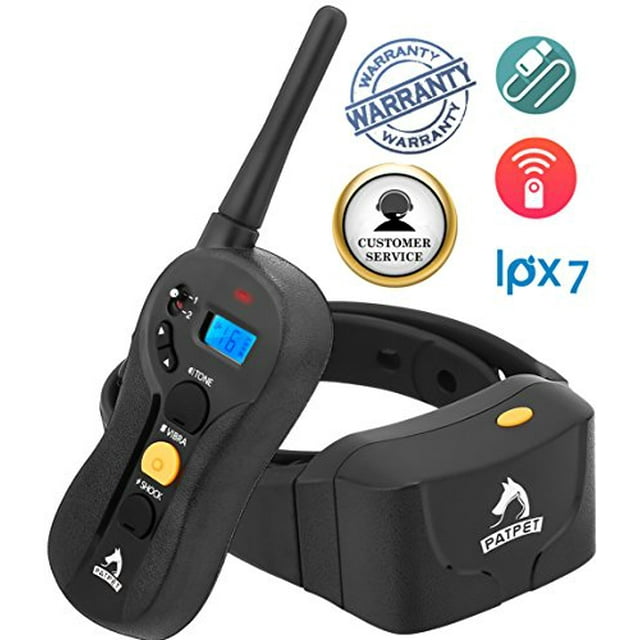 Collier d'Entraînement pour Chien, PATPET Étanche -IPX7 et Rechargeable avec Guide d'Entraînement, Vibration/choc/bip pour Chien de Toutes Tailles, Opération à l'Aveugle, Portée jusqu'à 656yd