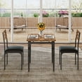 thumbnail image 3 of 2-Person Dining Table Set, 3-Piece Spiral Leg Table & Chairs for Small Spaces, Kitchen, Apartment - Brown, Compact & Storable, Easy Assembly, 3 of 10