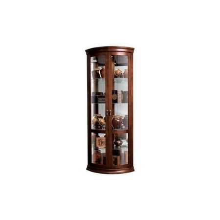 Chancellor Glass Shelves Corner Cabinet in Cherry Finish