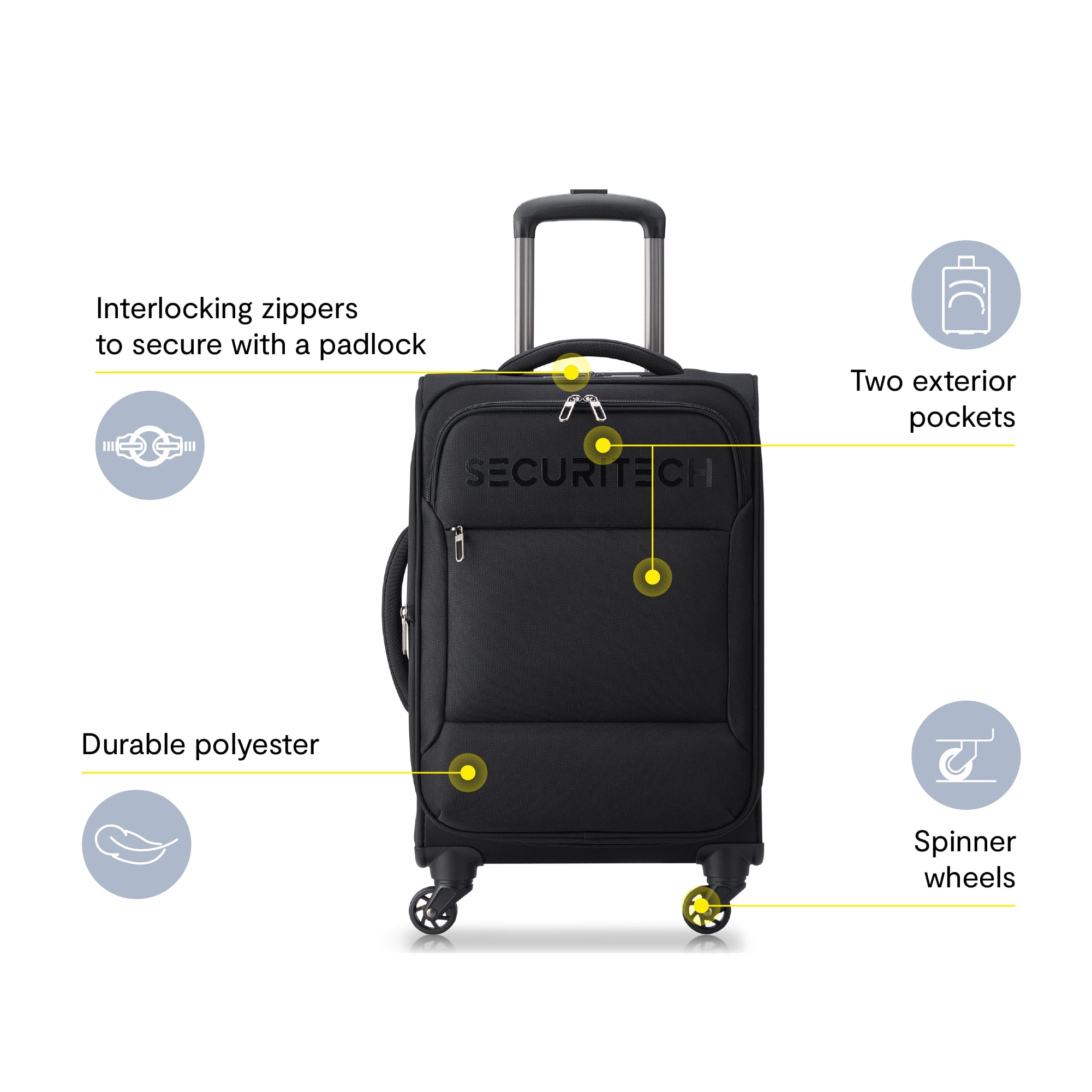 Securitech by Delsey, Vanguard Carry-on Softside Spinner Luggage Black